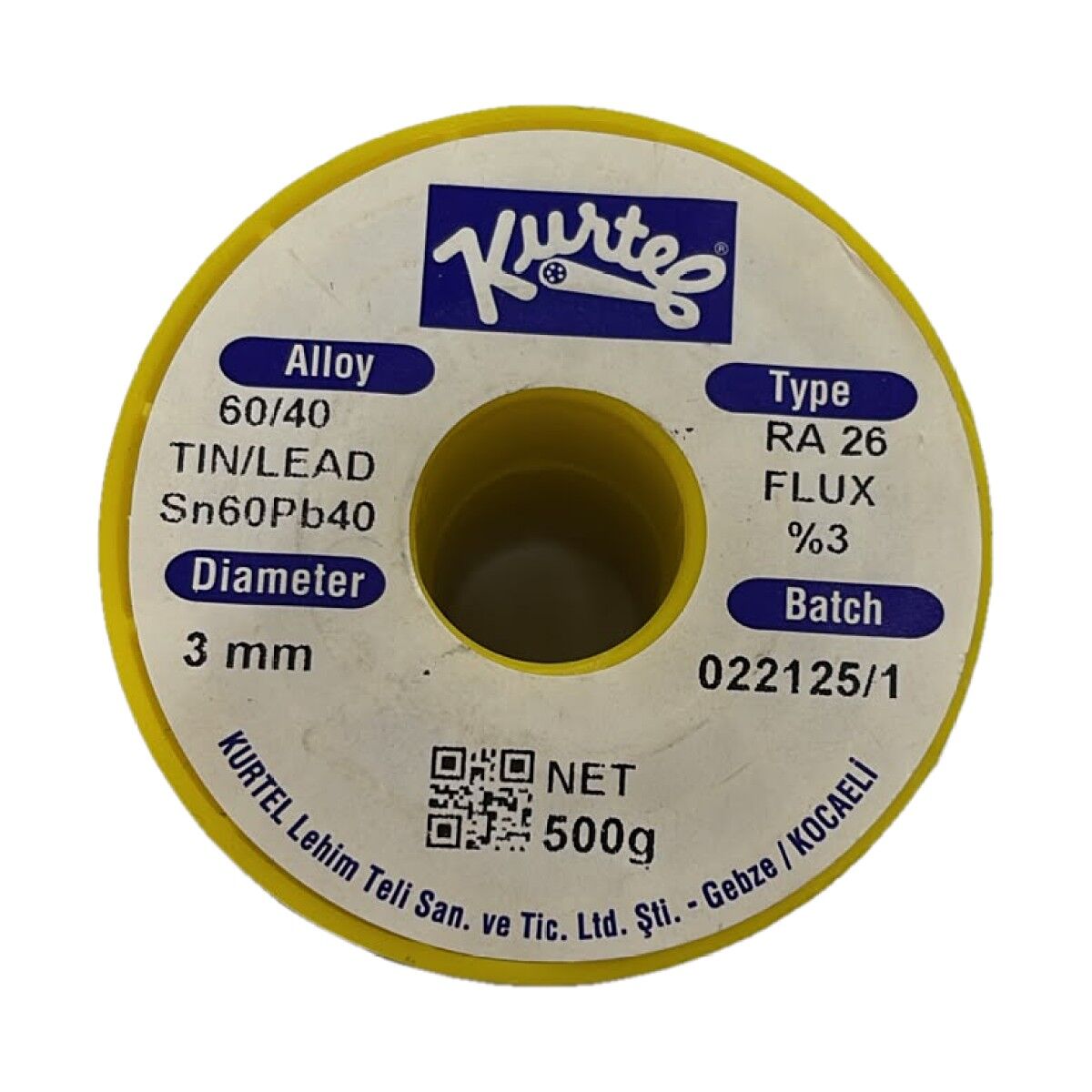 Kurtel 60/40 Lehim Teli 3 mm 500 g Sn60Pb40 RA26 %3 Flux