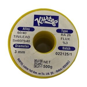 Kurtel 60/40 Lehim Teli 3 mm 500 g Sn60Pb40 RA26 %3 Flux