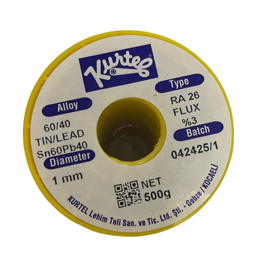 Kurtel 60/40 Lehim Teli 1 mm 500 g Sn60Pb40 RA26 %3 Flux