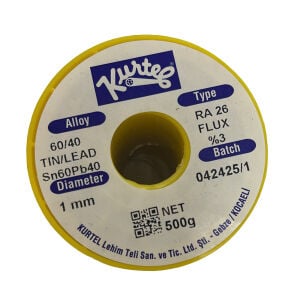 Kurtel 60/40 Lehim Teli 1 mm 500 g Sn60Pb40 RA26 %3 Flux