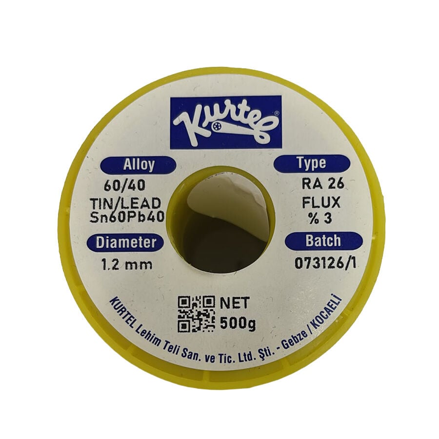 Kurtel 60/40 Lehim Teli 1,2 mm 500 g Sn60Pb40 RA26 %3 Flux
