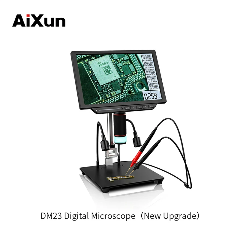 AiXun DM23 4K 10 İnç Ekranlı Multimetre Proplu Dijital Mikroskop