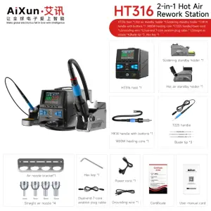 Aixun AX-HT316 (H316D) 1400W 2'si 1 Arada Akıllı Sıcak Hava ve Havya İstasyonu