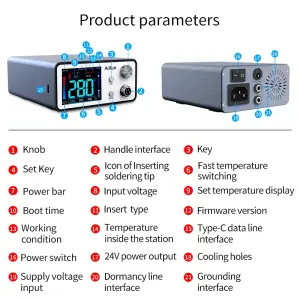 AiXun T3A-T245 200W Akıllı Dijital Havya İstasyonu (3 Uçlu)