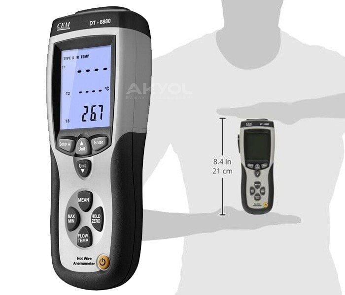 Cem Instruments DT8880 CEM DT-8880 Teleskobik Problu Kızgın Tel Hava Hızı, Debisi ve Sıcaklık Ölçer