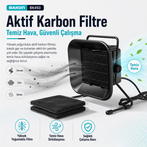 Bakon BK493 ESD Duman Emici Sistem Aktif Karbon Filtreli Lehim Dumanı Emici