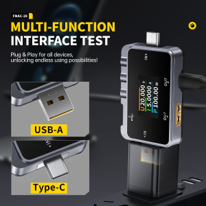 Fnirsi FNAC-28 2'si 1 Arada Tip-C USB Test Cihazı Dijital Voltmetre Ampermetre