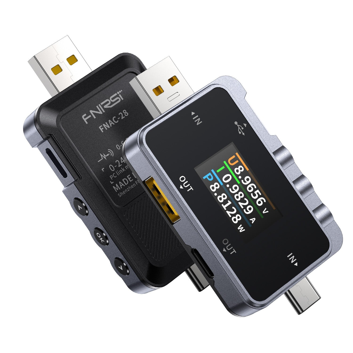Fnirsi FNAC-28 2'si 1 Arada Tip-C USB Test Cihazı Dijital Voltmetre Ampermetre